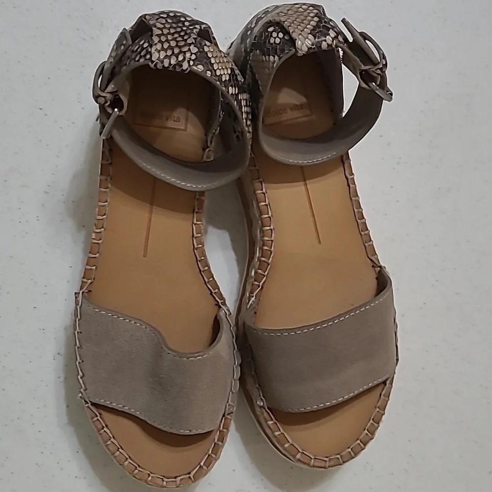 Dolce Vita snakeskin & suede platform espadrilles sandals size 8.5